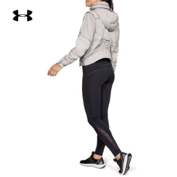 NWT $180 UNDER ARMOUR Women L Generation Moto Hooded Jacket in Earth Gray - Picture 3 of 11